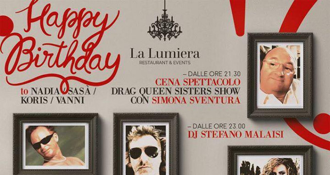 8 set.★Drag Queen Sisters Show★Cena Spettacolo e dopocena Malaisi Dj★